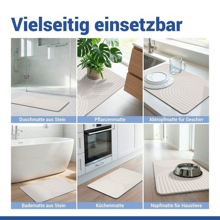 Produktbild: Diatomit Badematte Mod. Nazca Beige, 60 x 39 cm, schnelltrocknend und rutschsicher