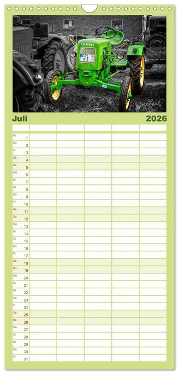 Produktbild: Familienplaner 2026 - Trecker - Oldtimer mit 5 Spalten (Wandkalender, 21 x 45 cm) CALVENDO
