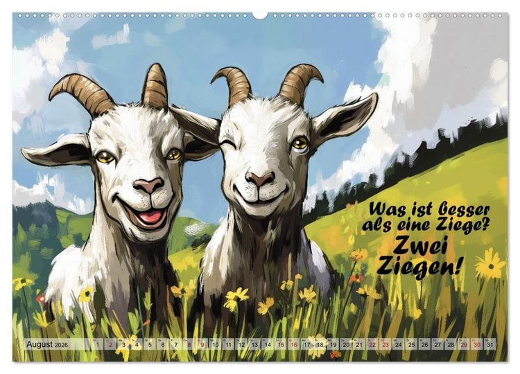Produktbild: Ziegen, s&uuml;&szlig; aber psycho (hochwertiger Premium Wandkalender 2026 DIN A2 quer), Kunstdruck in Hochglanz