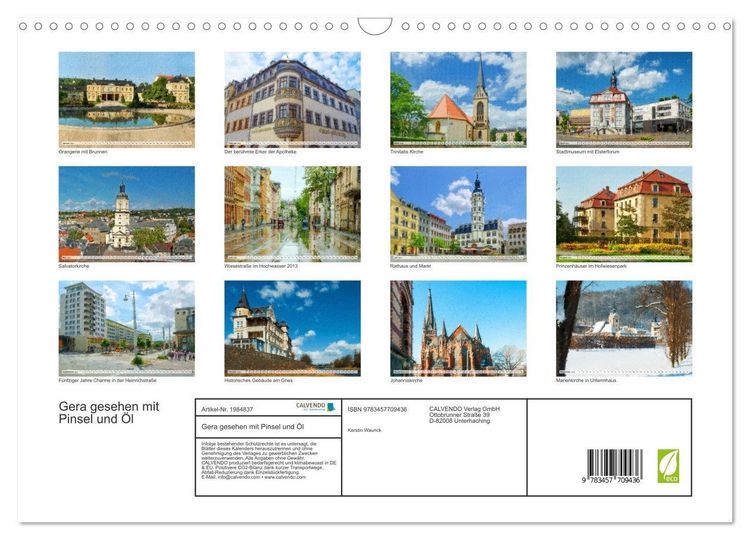 Produktbild: Gera gesehen mit Pinsel und &Ouml;l (Wandkalender 2026 DIN A3 quer), CALVENDO Monatskalender