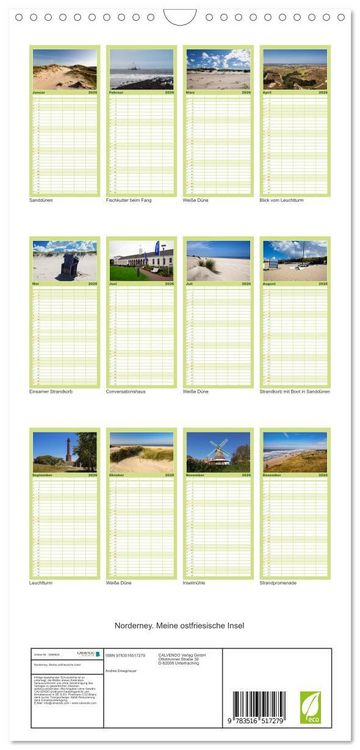 Produktbild: Familienplaner 2026 - Norderney. Meine ostfriesische Insel mit 5 Spalten (Wandkalender, 21 x 45 cm) CALVENDO