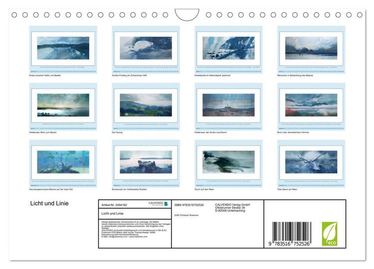 Produktbild: Licht und Linie (Wandkalender 2027 DIN A4 quer), CALVENDO Monatskalender