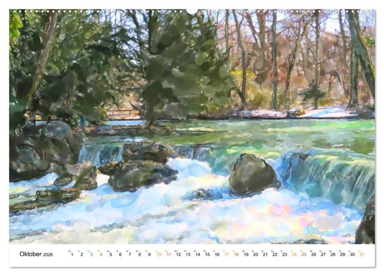 Produktbild: M&uuml;nchen - Bayerns Landeshauptstadt in Aquarellfarben (Wandkalender 2026 DIN A2 quer), CALVENDO Monatskalender