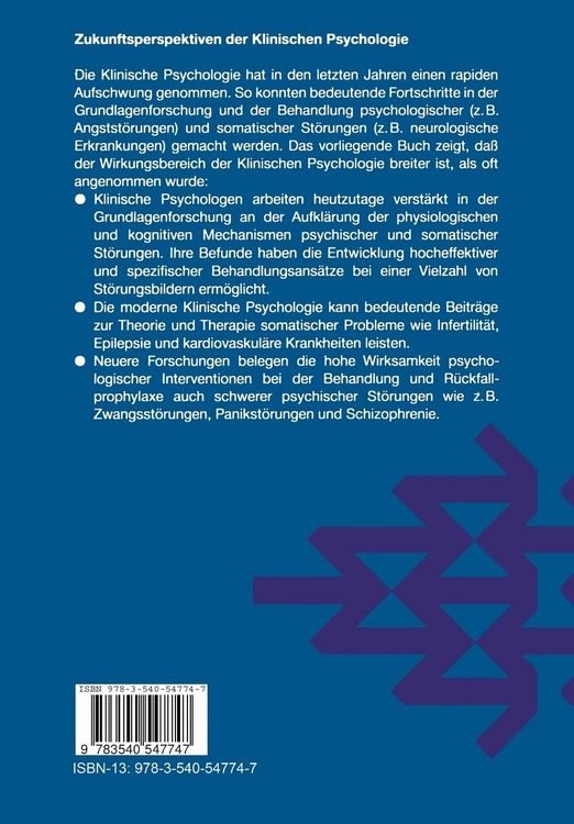Produktbild: Zukunftsperspektiven der Klinischen Psychologie
