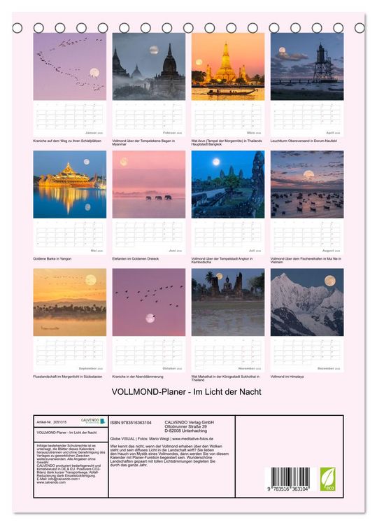 Produktbild: VOLLMOND-Planer - Im Licht der Nacht (Tischkalender 2026 DIN A5 hoch), CALVENDO Monatskalender