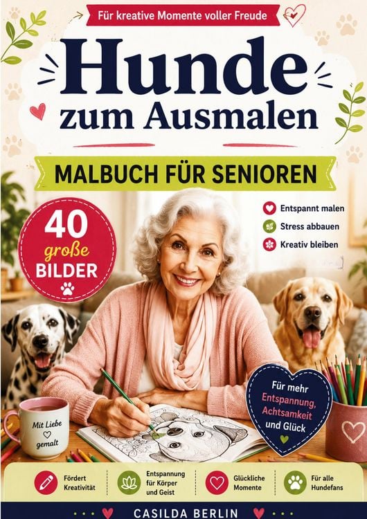 Produktbild: Hunde zum Ausmalen - Malbuch f&uuml;r Senioren