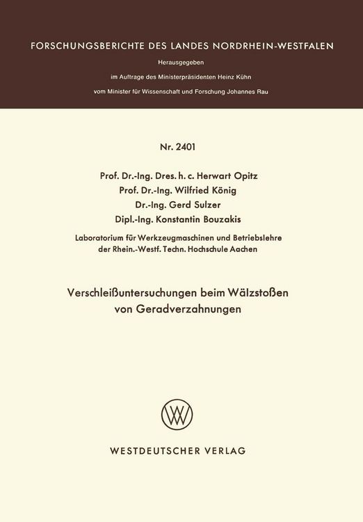 Produktbild: Verschlei&szlig;untersuchungen beim W&auml;lzsto&szlig;en von Geradverzahnungen