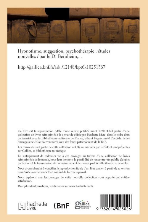 Produktbild: Hypnotisme, suggestion, psychoth&eacute;rapie. Etudes nouvelles