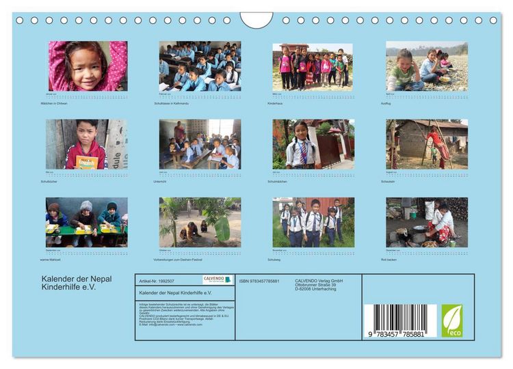 Produktbild: Kalender der Nepal Kinderhilfe e.V. (Wandkalender 2026 DIN A4 quer), CALVENDO Monatskalender