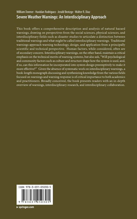 Produktbild: Severe Weather Warnings: An Interdisciplinary Approach