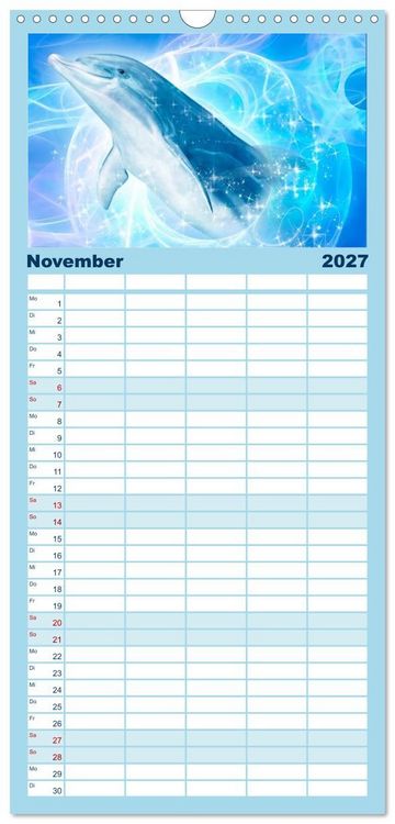 Produktbild: Familienplaner 2027 - Delfine - Kalender mit 5 Spalten (Wandkalender, 21 x 45 cm) CALVENDO