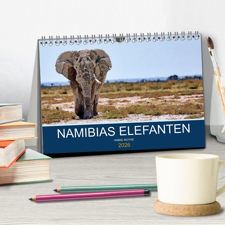 Produktbild: Namibias Elefanten (Tischkalender 2026 DIN A5 quer), CALVENDO Monatskalender