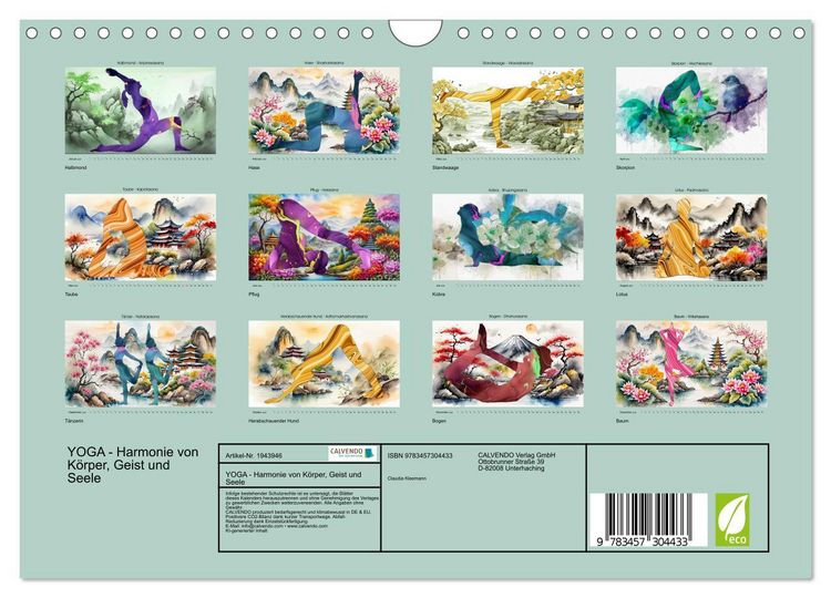 Produktbild: YOGA - Harmonie von K&ouml;rper, Geist und Seele (Wandkalender 2026 DIN A4 quer), CALVENDO Monatskalender
