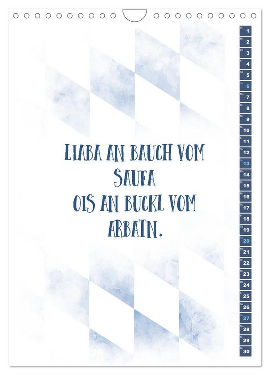 Produktbild: BAYRISCH Z&uuml;nftige Spr&uuml;che (Wandkalender 2026 DIN A4 hoch), CALVENDO Monatskalender