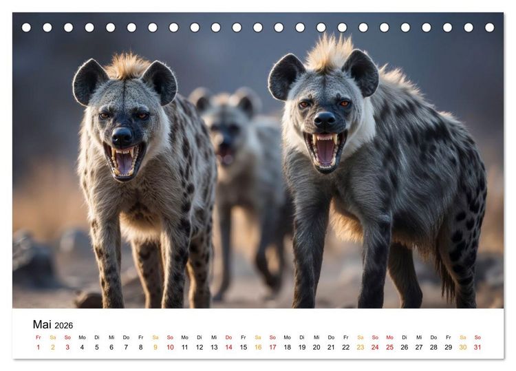 Produktbild: Hy&auml;nen - Afrikas geheimnisvolle J&auml;ger (Tischkalender 2026 DIN A5 quer), CALVENDO Monatskalender