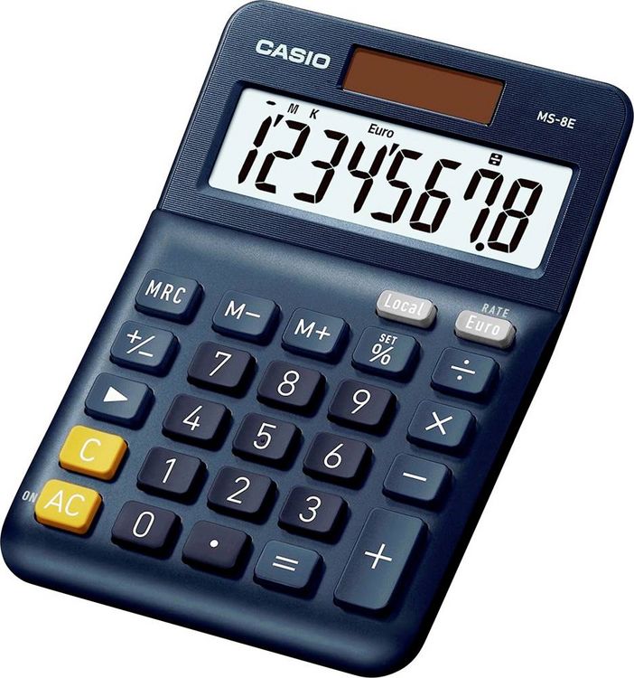 Produktbild: Casio MS-8E Tischrechner Dunkelblau Display (Stellen): 8 solarbetrieben (L x B) 101 mm x 149 mm