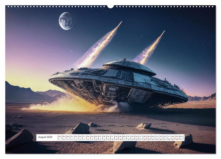 Produktbild: Fliegende Untertasse - Die gro&szlig;e Fantasiereise (Wandkalender 2026 DIN A2 quer), CALVENDO Monatskalender