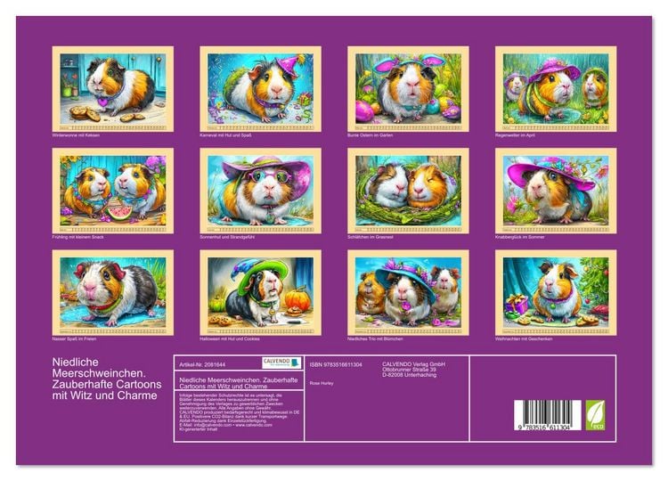 Produktbild: Niedliche Meerschweinchen. Zauberhafte Cartoons mit Witz und Charme (hochwertiger Premium Wandkalender 2026 DIN A2 quer), Kunstdruck in Hochglanz