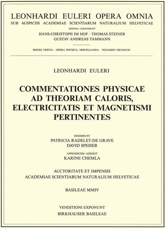 Produktbild: Commentationes physicae ad theoriam caloris, electricitatis et magnetismi pertinentes