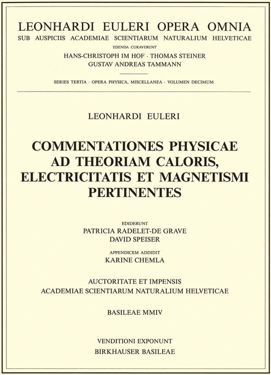 Produktbild: Commentationes physicae ad theoriam caloris, electricitatis et magnetismi pertinentes