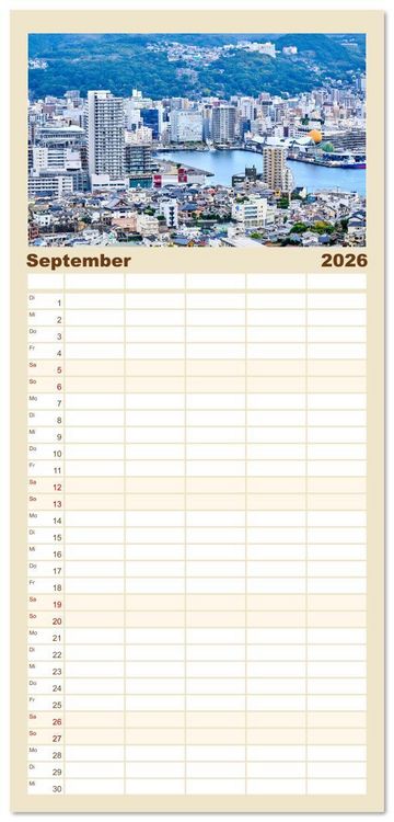 Produktbild: Familienplaner 2026 - Japan - Traditon und Moderne mit 5 Spalten (Wandkalender, 21 x 45 cm) CALVENDO