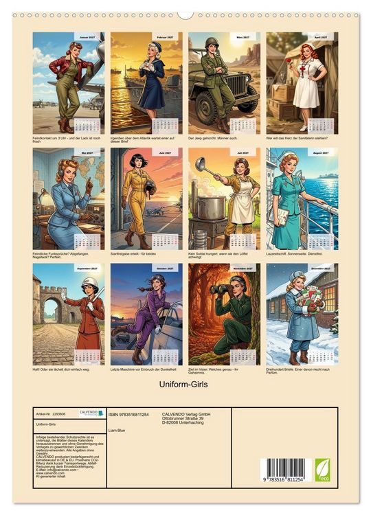 Produktbild: Uniform-Girls (hochwertiger Premium Wandkalender 2027 DIN A2 hoch), Kunstdruck in Hochglanz