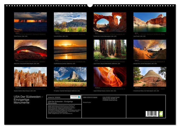 Produktbild: USA Der S&uuml;dwesten - Einzigartige Monumente (Wandkalender 2026 DIN A2 quer), CALVENDO Monatskalender