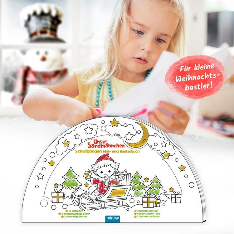 Produktbild: Tr&ouml;tsch Unser Sandm&auml;nnchen Schwibbogen Mal- und Bastelbuch