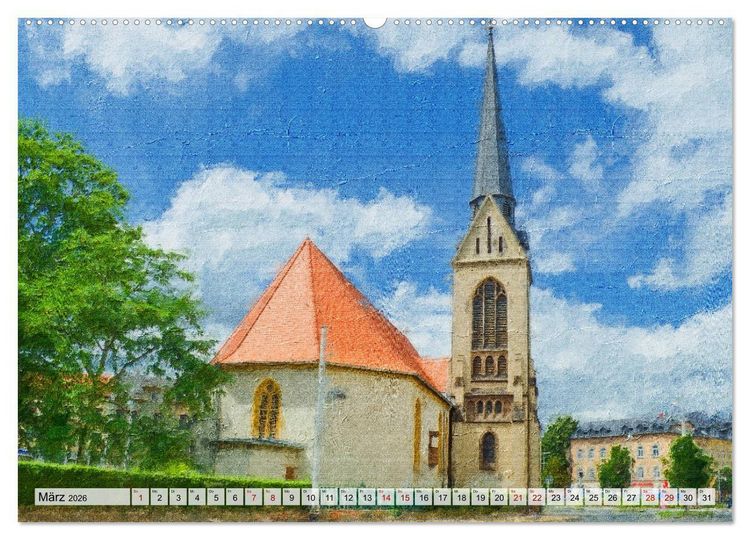 Produktbild: Gera gesehen mit Pinsel und &Ouml;l (hochwertiger Premium Wandkalender 2026 DIN A2 quer), Kunstdruck in Hochglanz