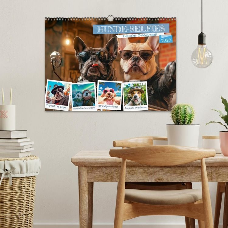 Produktbild: HUNDE-SELFIES Tierischer Outdoorspa&szlig; (Wandkalender 2026 DIN A3 quer), CALVENDO Monatskalender