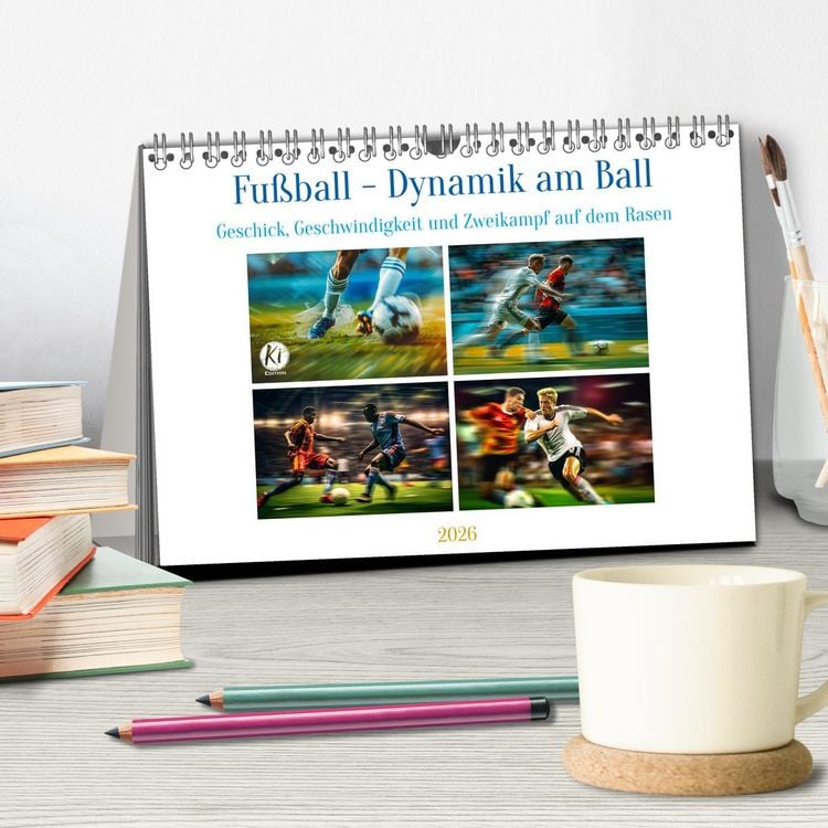 Produktbild: Fu&szlig;ball - Dynamik am Ball (Tischkalender 2026 DIN A5 quer), CALVENDO Monatskalender