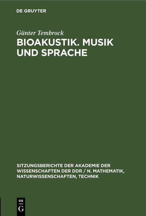 Produktbild: Bioakustik. Musik und Sprache