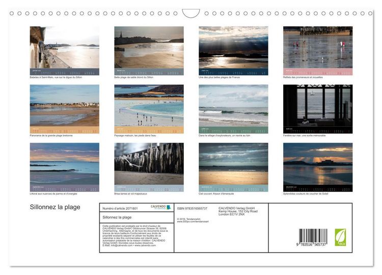 Produktbild: Sillonnez la plage (Calendrier mural 2026 DIN A3 vertical), CALVENDO calendrier mensuel