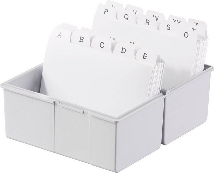 Produktbild: HAN 977-11 Karteibox Lichtgrau max. Anzahl der Karten: 300 Karten DIN A7 quer Stahlscharnier, Deckel als zus&auml;tzlicher Trog nutzbar