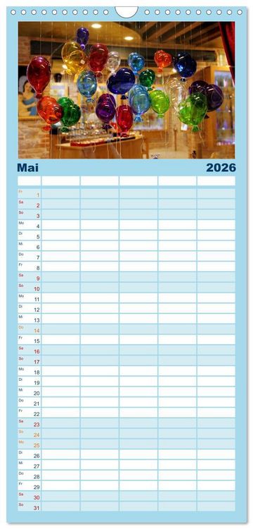 Produktbild: Familienplaner 2026 - Glasblasen filigranes Handwerk mit 5 Spalten (Wandkalender, 21 x 45 cm) CALVENDO