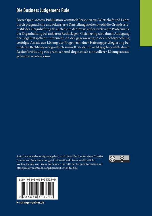 Produktbild: Die Business Judgement Rule
