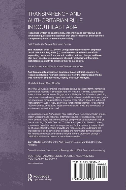 Produktbild: Transparency and Authoritarian Rule in Southeast Asia