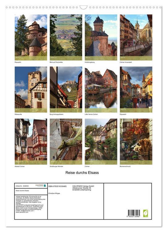 Produktbild: Reise durchs Elsass (Wandkalender 2026 DIN A2 hoch), CALVENDO Monatskalender