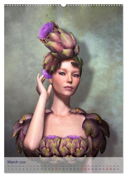 Produktbild: Food Fashion - surreal women's portraits with fruit and vegetable (Wall Calendar 2026 DIN A2 portrait), CALVENDO 12 Month Wall Calendar
