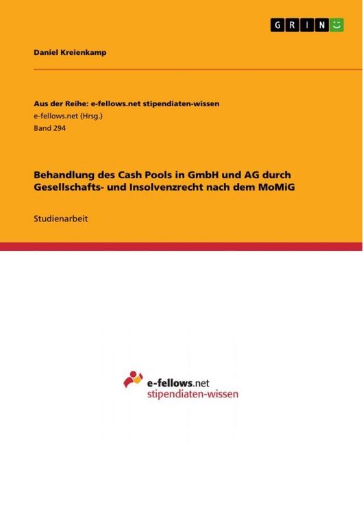 Produktbild: Behandlung des Cash Pools in GmbH und AG durch Gesellschafts- und Insolvenzrecht nach dem MoMiG