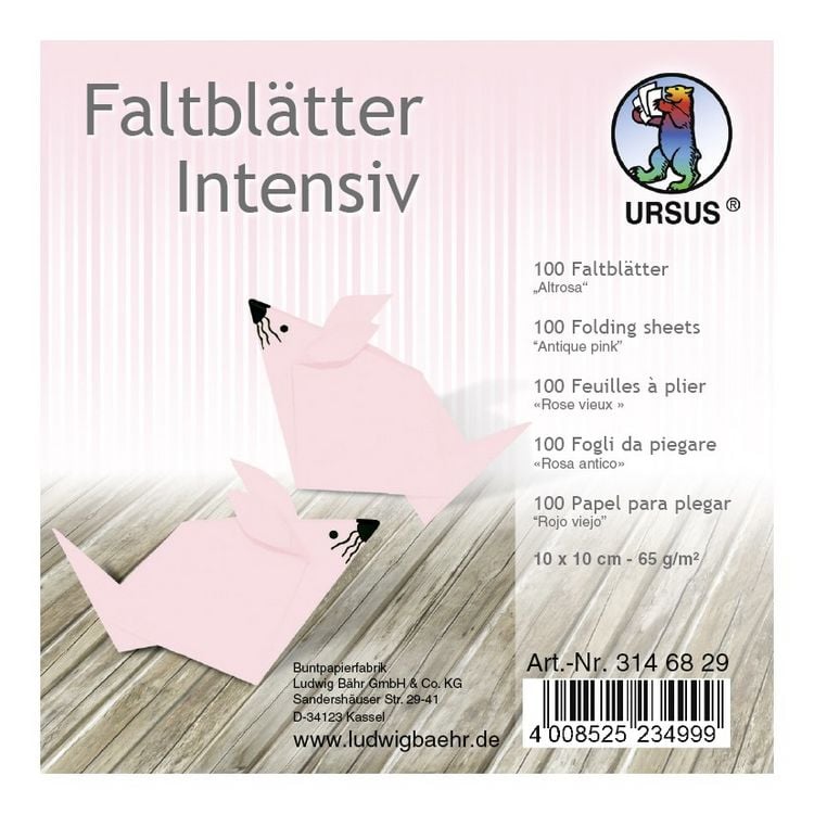 Produktbild: URSUS Faltbl&auml;tter Intensiv, 10 x 10 cm, altrosa