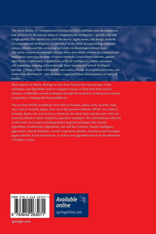 Produktbild: Nature Inspired Cooperative Strategies for Optimization (NICSO 2010)