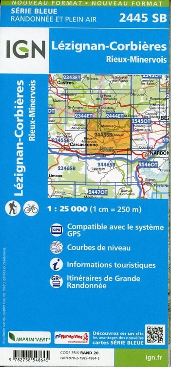 Produktbild: L&eacute;zignan-Corbi&egrave;res-Rieux-Minervois 1:25 000