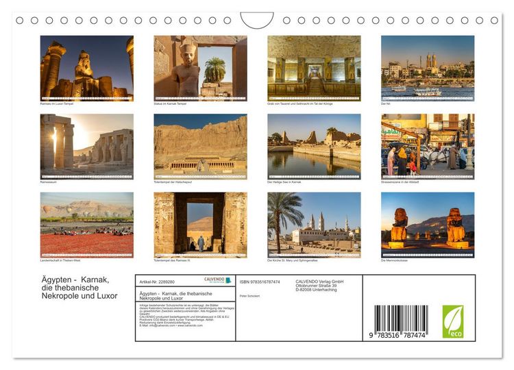 Produktbild: &Auml;gypten - Karnak, die thebanische Nekropole und Luxor (Wandkalender 2027 DIN A4 quer), CALVENDO Monatskalender