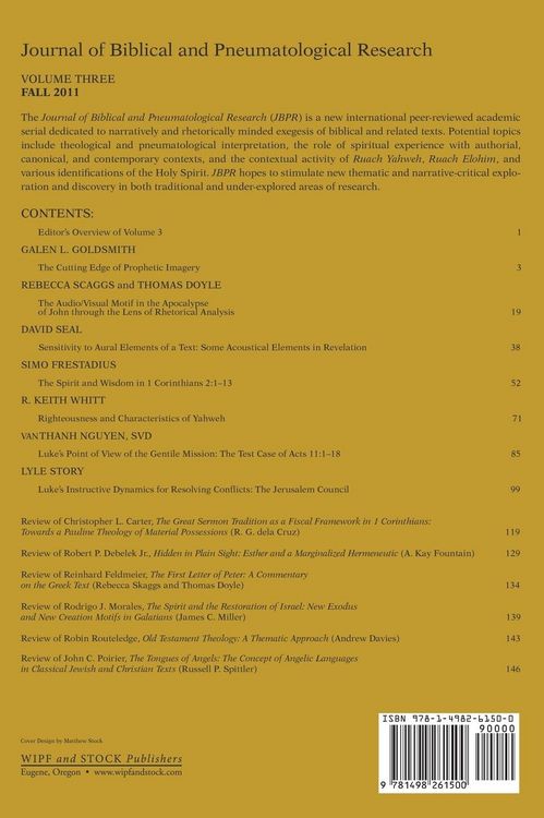 Produktbild: Journal of Biblical and Pneumatological Research