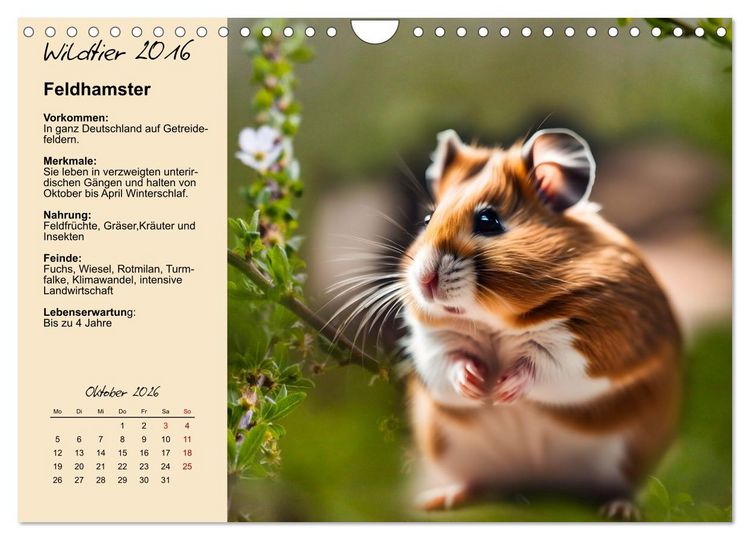 Produktbild: Wildtiere des Jahres (Wandkalender 2026 DIN A4 quer), CALVENDO Monatskalender