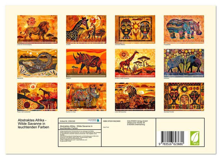 Produktbild: Abstraktes Afrika - Wilde Savanne in leuchtenden Farben (Wandkalender 2026 DIN A4 quer), CALVENDO Monatskalender