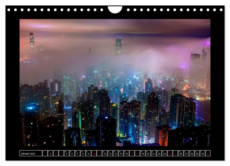 Produktbild: Metropolen - Asiens sch&ouml;nste St&auml;dte bei Nacht (Wandkalender 2026 DIN A4 quer), CALVENDO Monatskalender