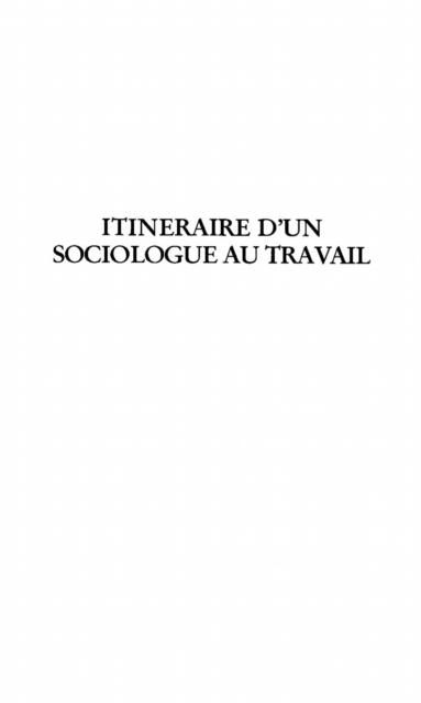 Produktbild: Itineraire D'un Sociologue Au Travail