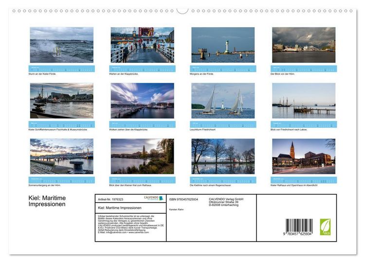 Produktbild: Kiel: Maritime Impressionen (Wandkalender 2026 DIN A2 quer), CALVENDO Monatskalender